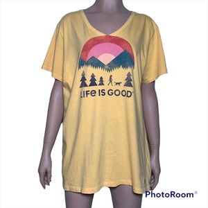 Life is Good Womens Crusher Tee V Neck T-Shirt Size Large